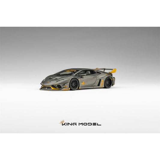 King Model - Pre-Order - Huracan LP610-4, LB WildBody Modified, grey-gold - KM64-LBH-GRY