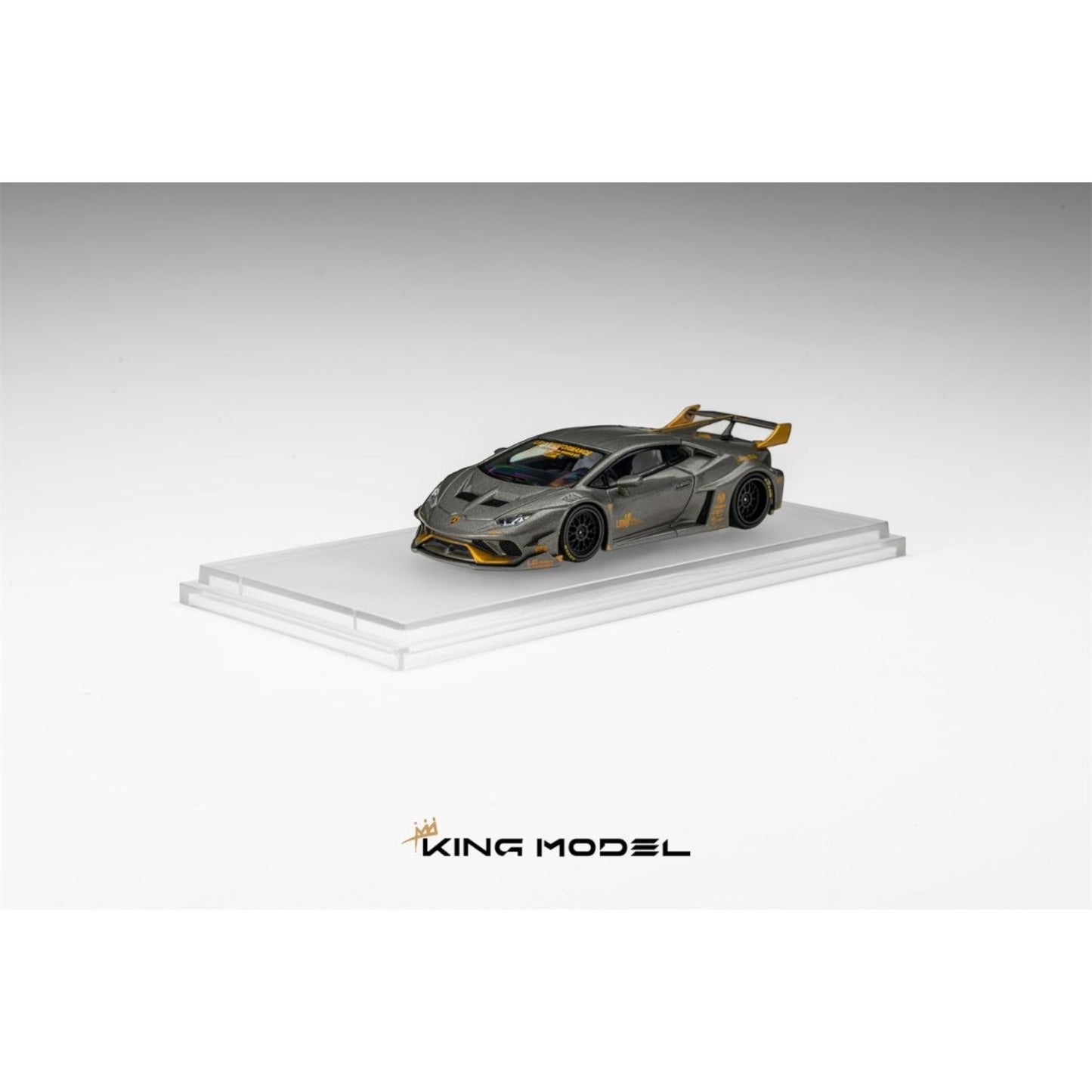 King Model - Pre-Order - Huracan LP610-4, LB WildBody Modified, grey-gold - KM64-LBH-GRY