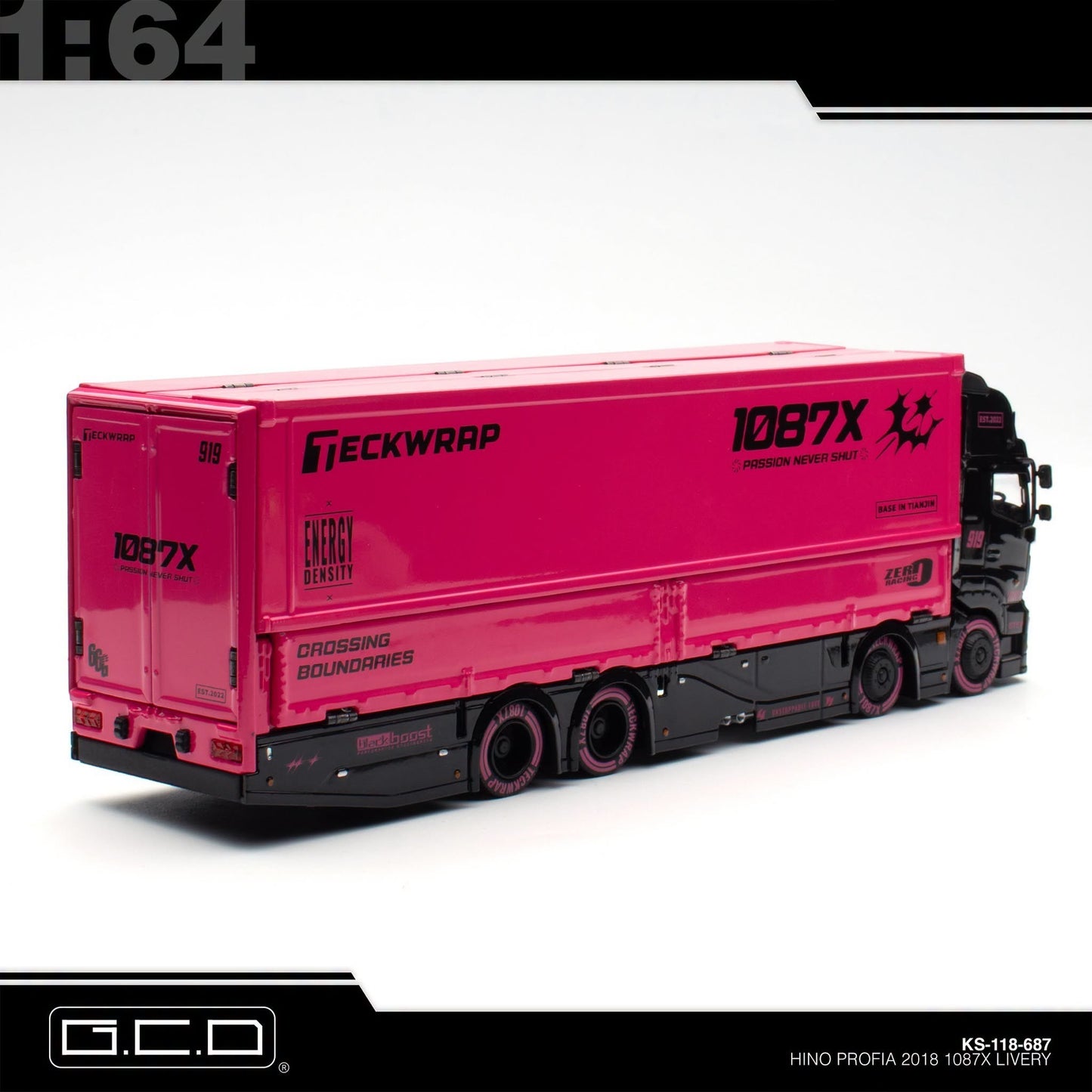 GCD x Teckwrap x 1087x - Pre-Order - HINO 700 Hauler Pink Suzhou GT Show Exclusive - KS-118-687