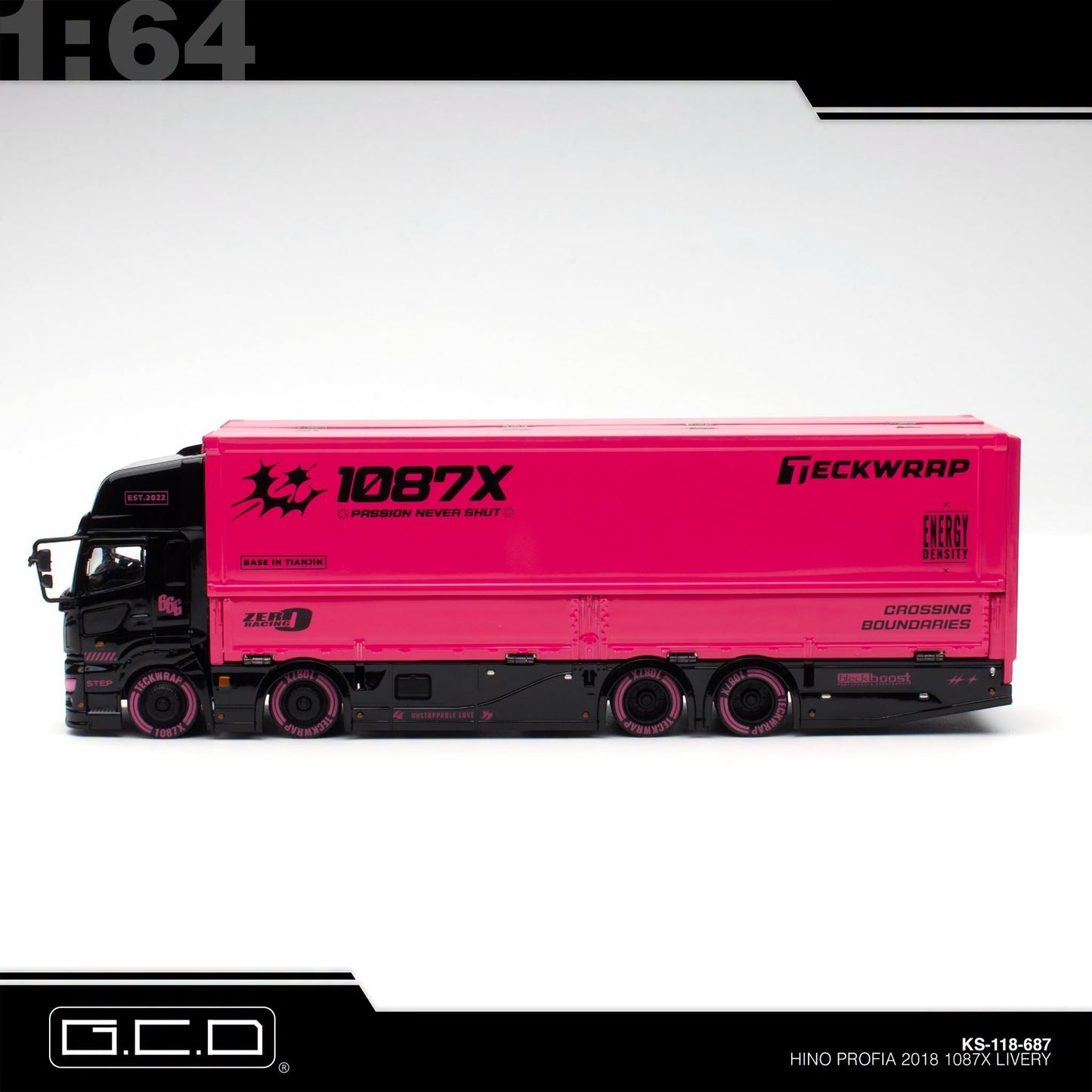 GCD x Teckwrap x 1087x - Pre-Order - HINO 700 Hauler Pink Suzhou GT Show Exclusive - KS-118-687