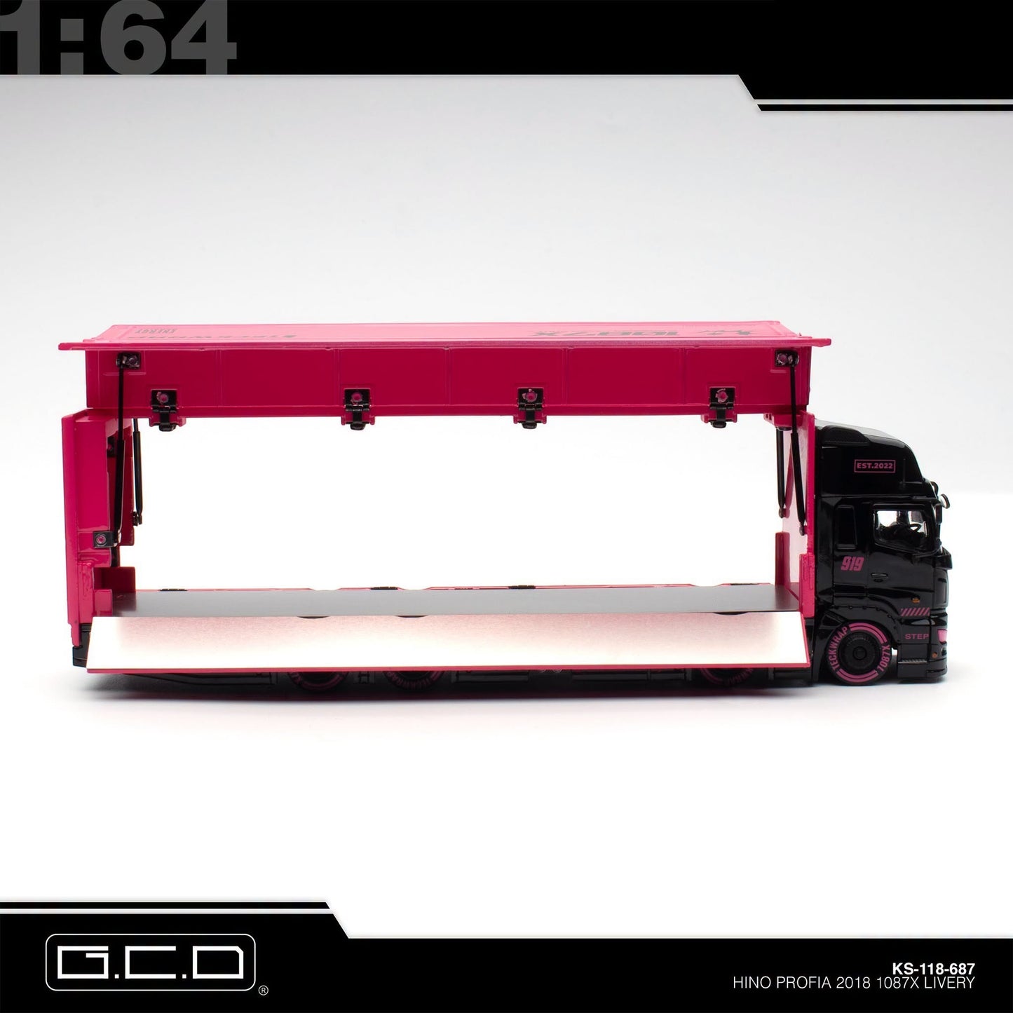 GCD x Teckwrap x 1087x - Pre-Order - HINO 700 Hauler Pink Suzhou GT Show Exclusive - KS-118-687