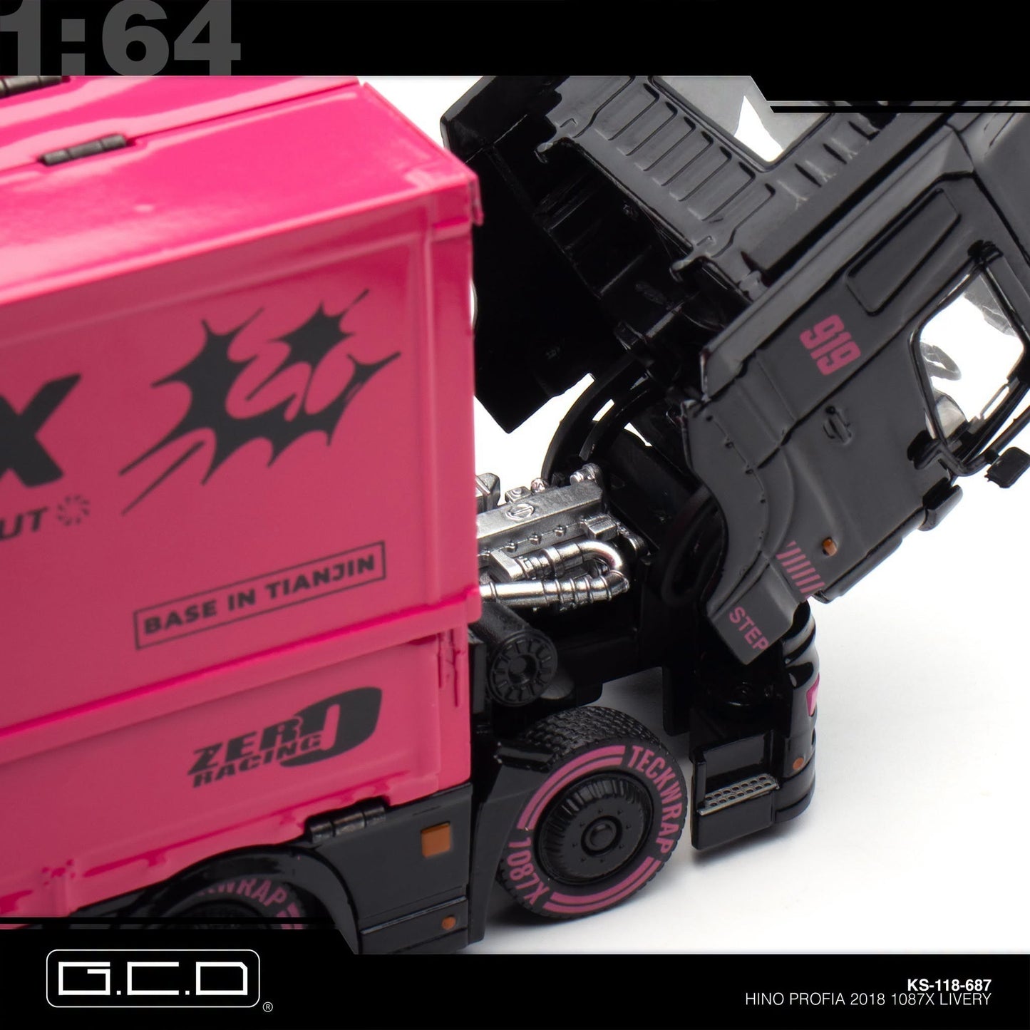 GCD x Teckwrap x 1087x - Pre-Order - HINO 700 Hauler Pink Suzhou GT Show Exclusive - KS-118-687