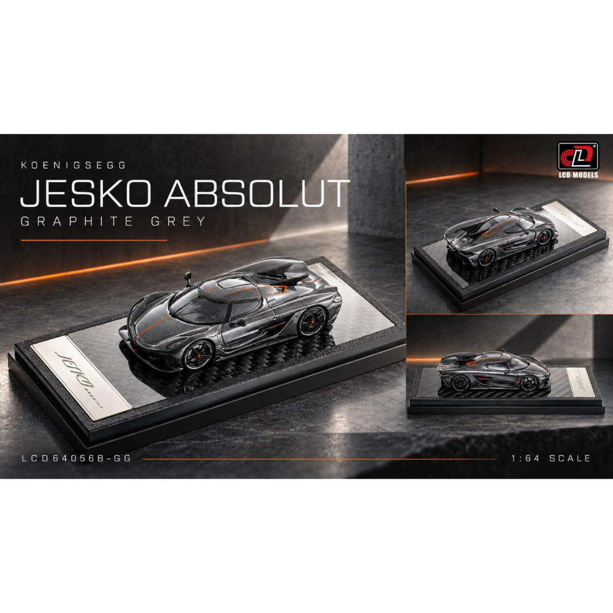 LCD Model - Pre-Order - Koenigsegg Jesko Absolut, Graphite Grey (HCFC26) - LCD64056B-GG