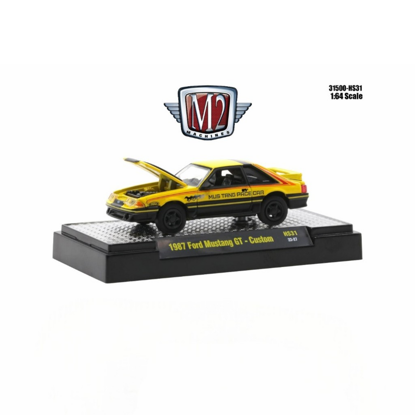 M2 Machines - 1987 Ford Mustang GT Custom, yellow - 31500-HS31