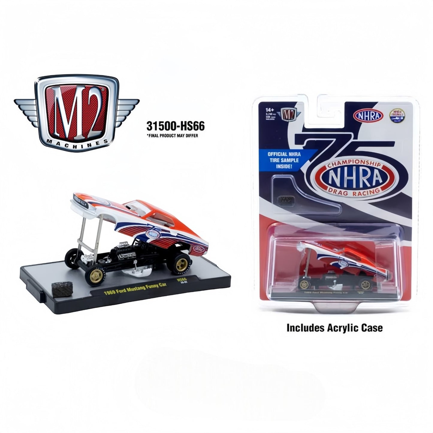 M2 Machines - 1969 Ford Mustang Funny Car 75th Anniversary of NHRA - 31500HS66