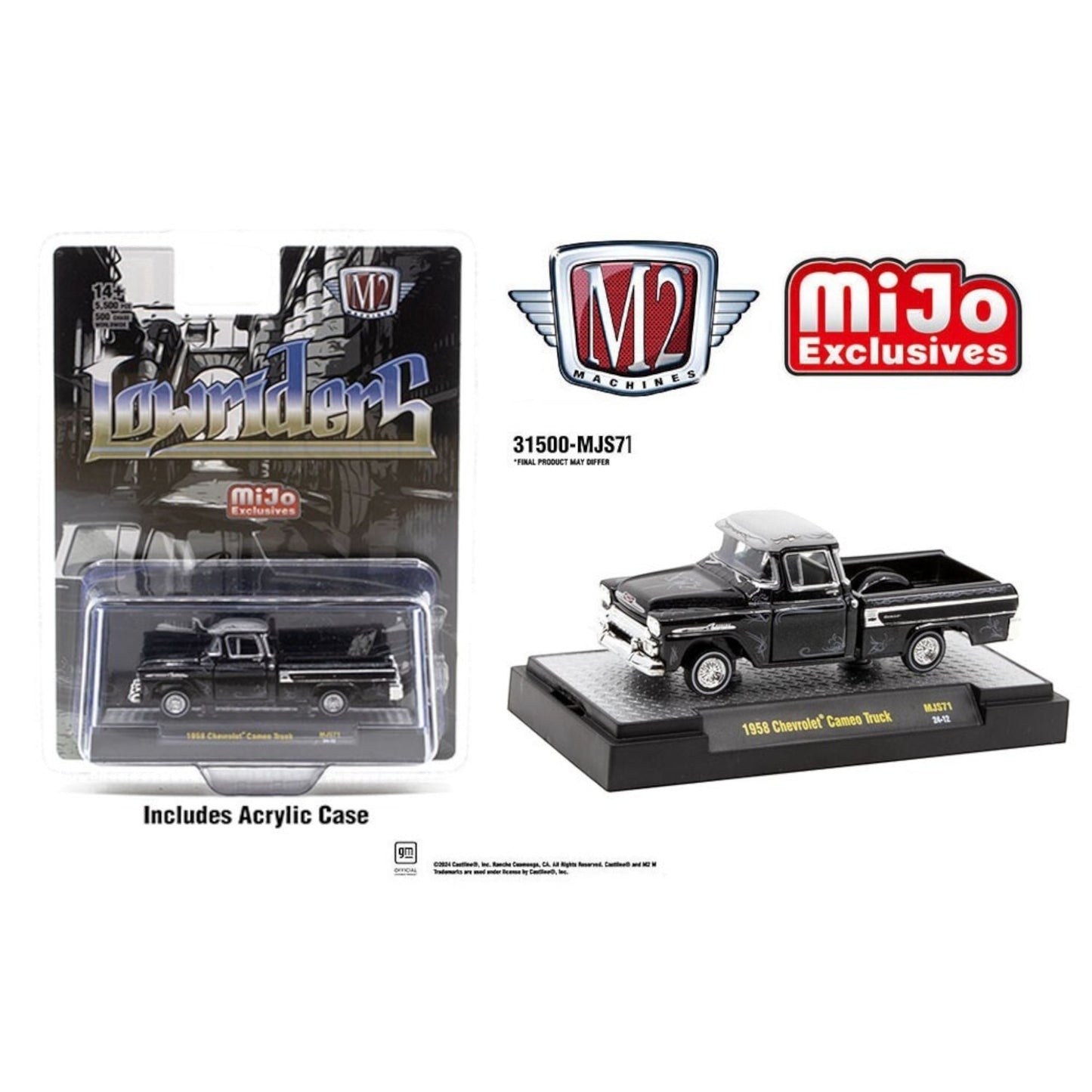 M2 Machines - 1958 Chevrolet Cameo Truck, black/blue - Lowriders - 31500-MJS71
