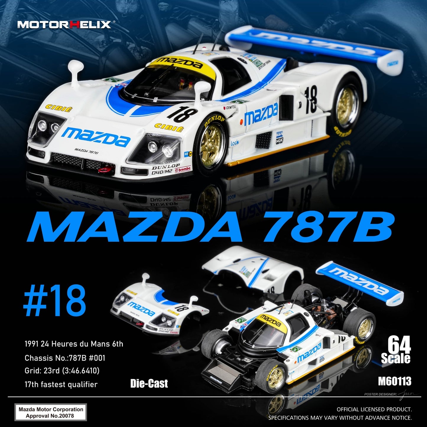 Motorhelix - Pre-Order - Mazda 787B White #18 - M60113