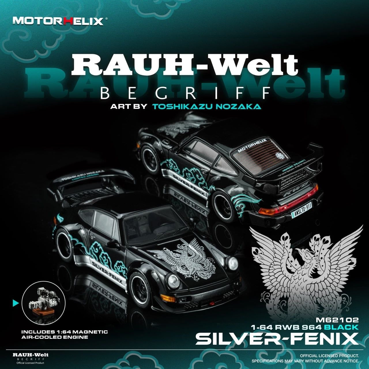 Motorhelix - Pre-Order - RWB964 Black/Silver-Fenix with Engine Display - M62102