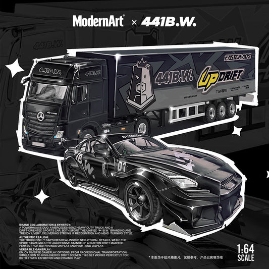 ModernArt & 441B.W - Pre-Order - Drift Bear Set Mercedes-Benz Actros Container Truck + GTR35