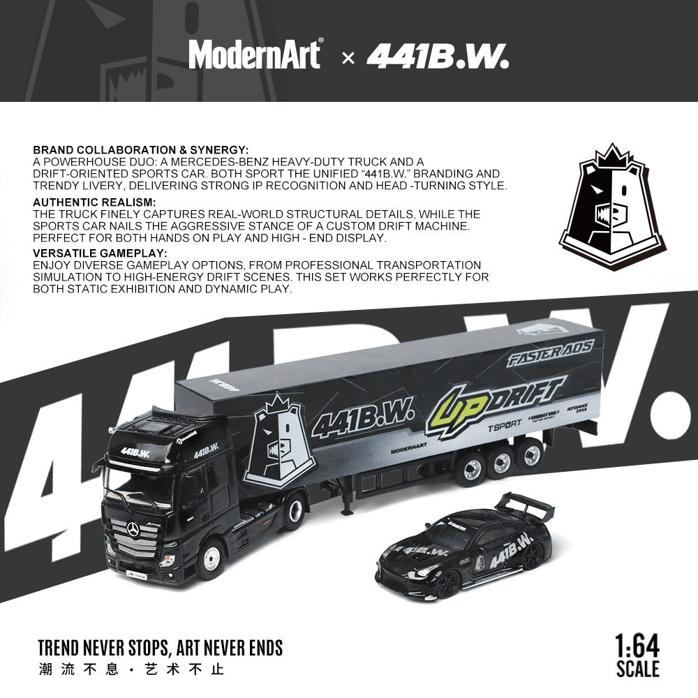 ModernArt & 441B.W - Pre-Order - Drift Bear Set Mercedes-Benz Actros Container Truck + GTR35