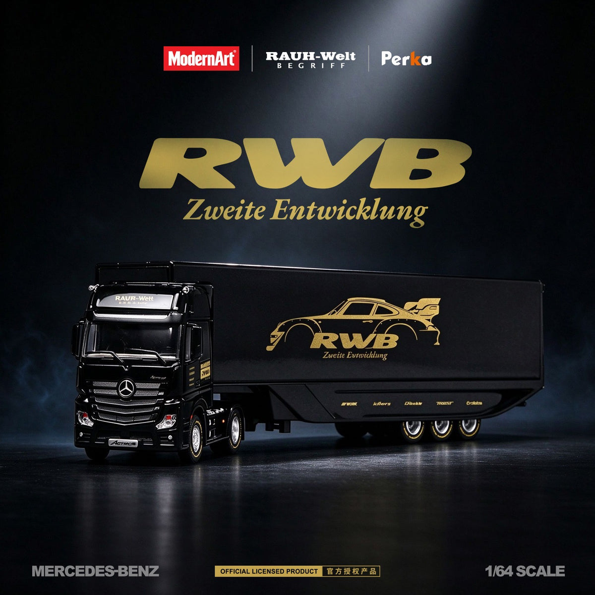 ModernArt - Pre-Order - Mercedes Wingspan Dropside Semi-Trailer Transporter RWB - MD648703