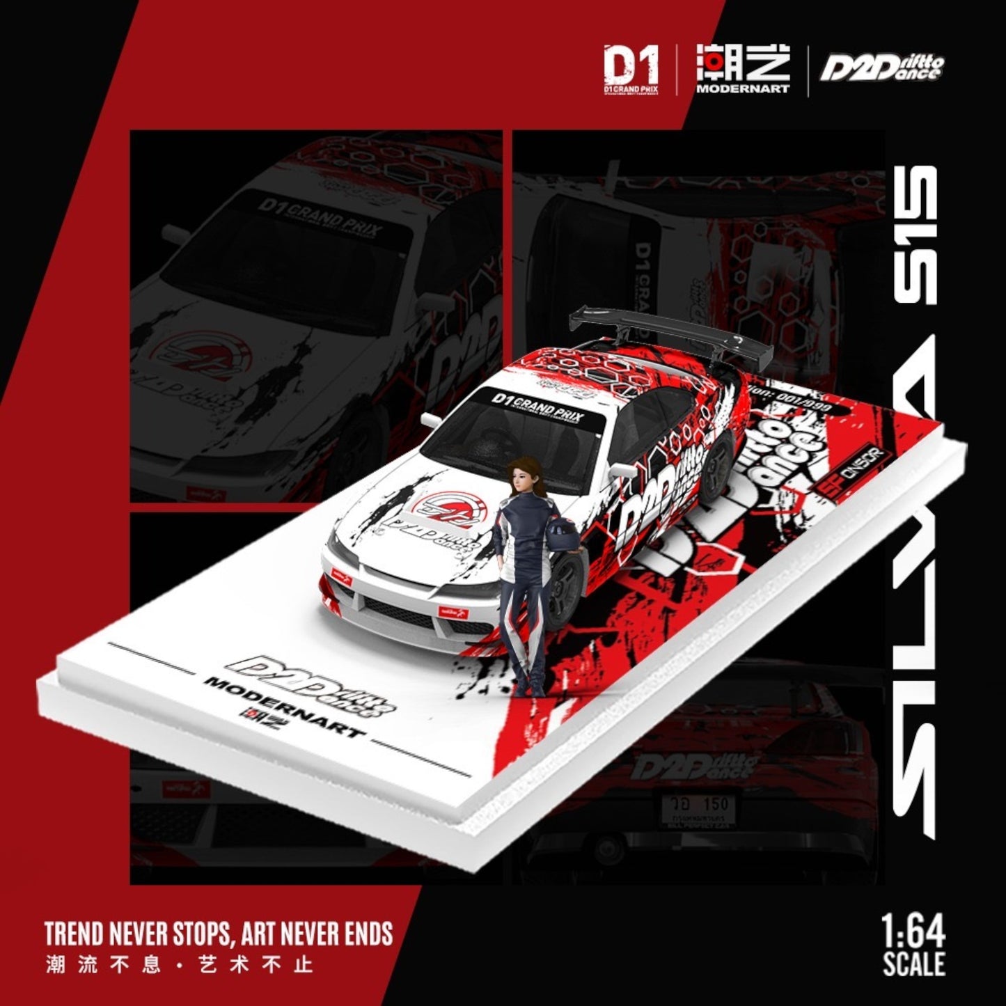 ModernArt & D2D - Pre-Order - Drift Club SILVA S15 D2D Drift + Figur - MD800601-1