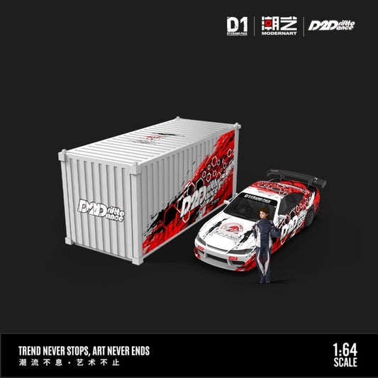 ModernArt & D2D - Pre-Order - Drift Club SILVA S15 D2D Drift + Figur & Container - MD800601-2