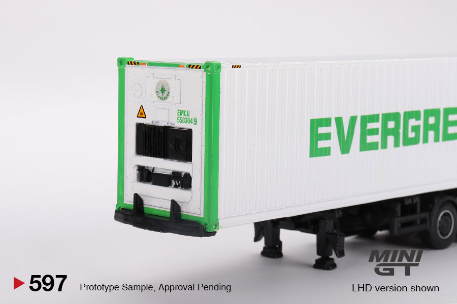 Mini GT - Western Star 49X Blue w/ 40' Reefer Container "EVERGREEN" - MGT00597 (LHD)