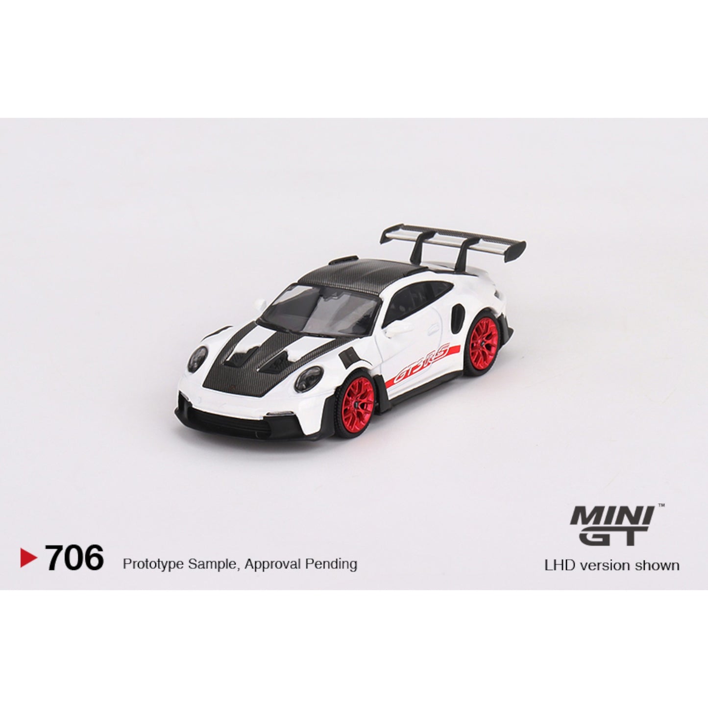 Mini GT - Porsche 911 (992) GT3 RS Weissach Package White with Pyro Red - MGT00706 (LHD) - 1:64