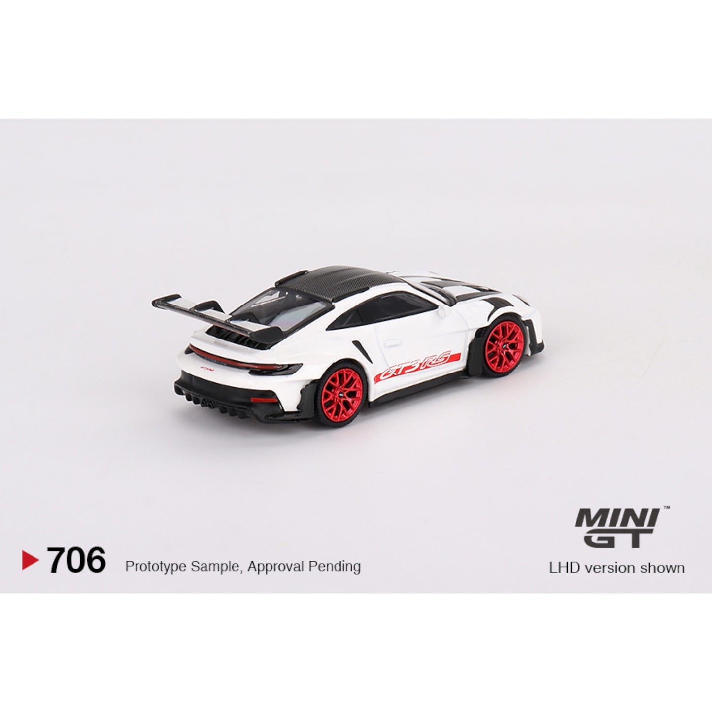 Mini GT - Porsche 911 (992) GT3 RS Weissach Package White with Pyro Red - MGT00706 (LHD) - 1:64