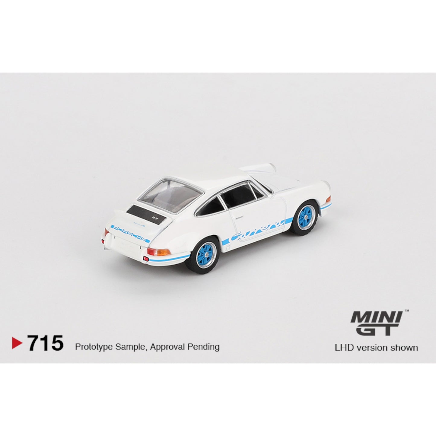 Mini GT - Porsche 911 Carrera RS 2.7 Grand Prix White with Blue Livery - MGT00715 (LHD) - 1:64