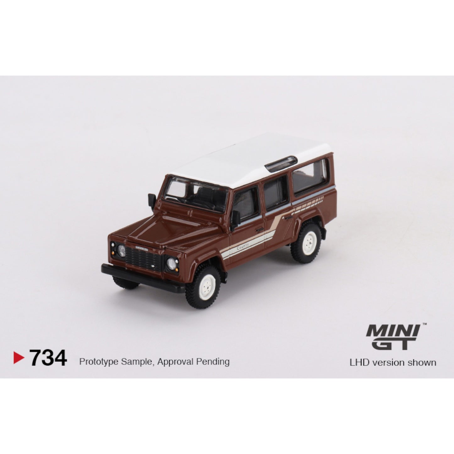 Mini GT - Land Rover Defender 110 1985 County Station Wagon Russet Brown - MGT00734 (LHD) - 1:64
