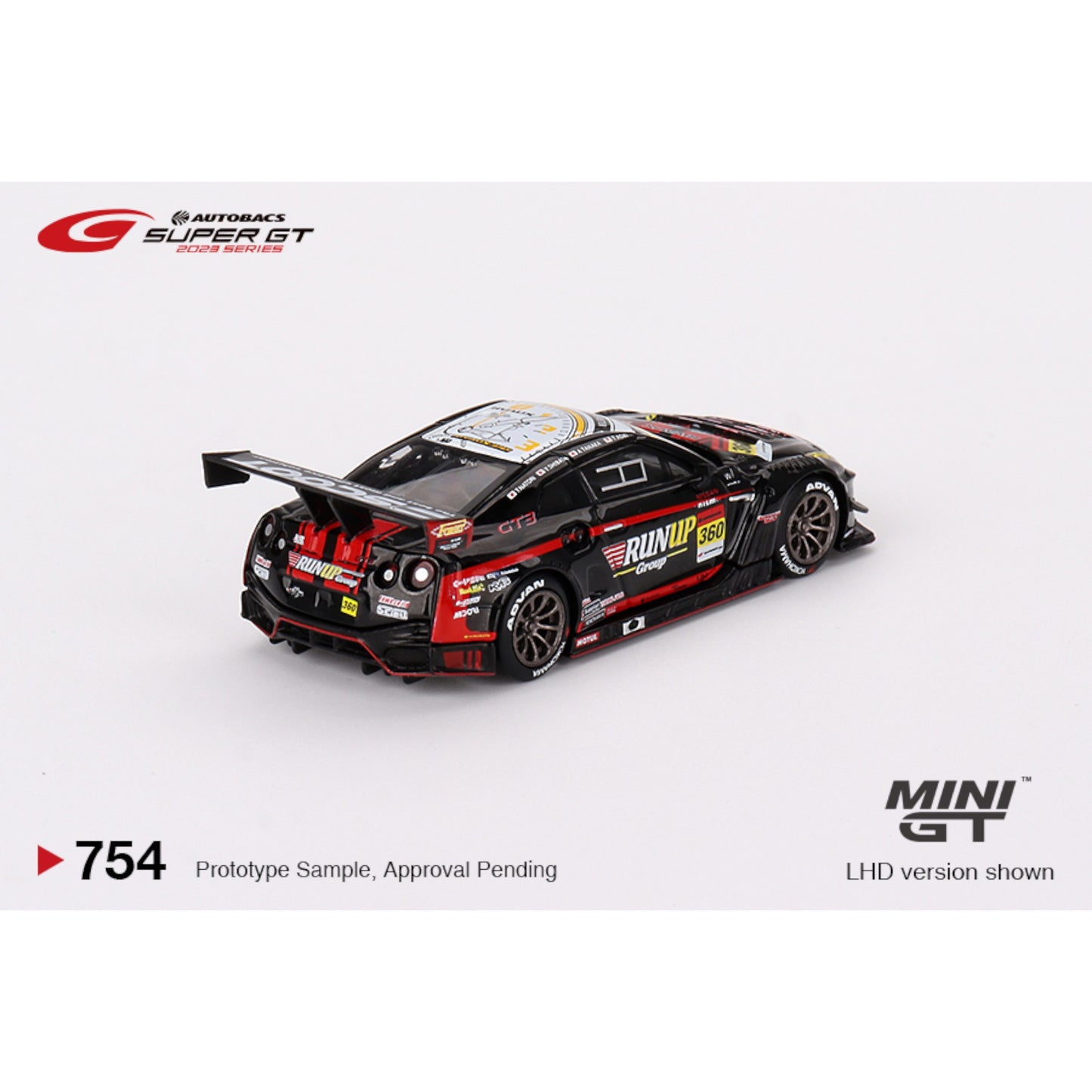 Mini GT - 2023 Nissan GTR (35) Nismo GT3 #360 Runup Rivaux Tomei Sports Super Series, black/red - MGT00754 (LHD) - 1:64
