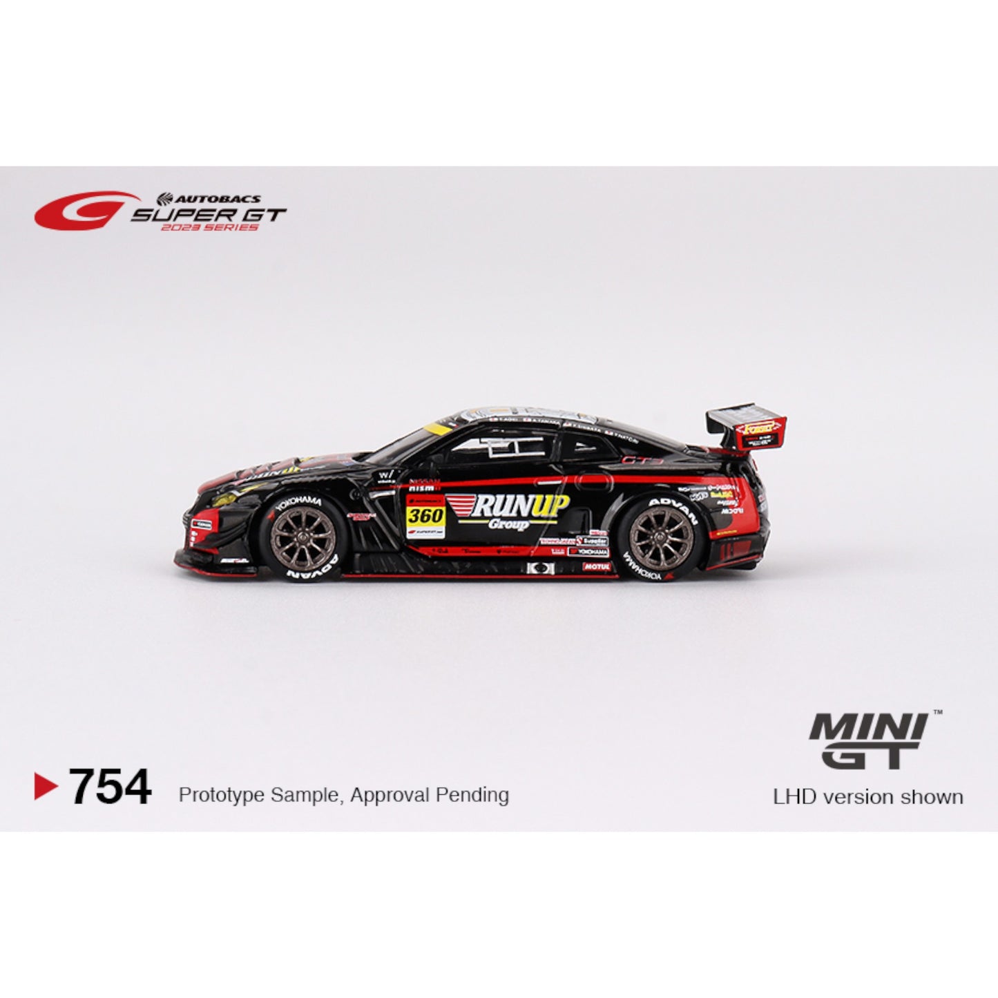 Mini GT - 2023 Nissan GTR (35) Nismo GT3 #360 Runup Rivaux Tomei Sports Super Series, black/red - MGT00754 (LHD) - 1:64