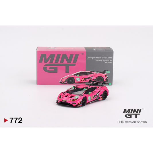 Mini GT - Lamborghini Huracán GT3 EVO2 #83 Iron Dames 2023 IMSA Daytona 24 Hrs - MGT00772 (LHD) - 1:64