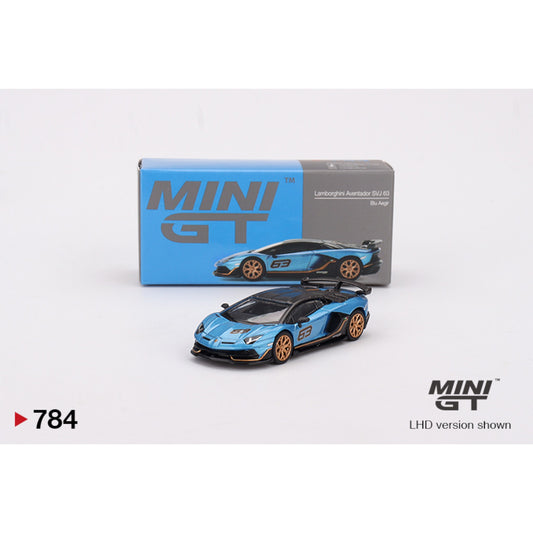 Mini GT - 2023 Lamborghini Aventador SVJ 63, blu aegir - MGT00784 (LHD) - 1:64