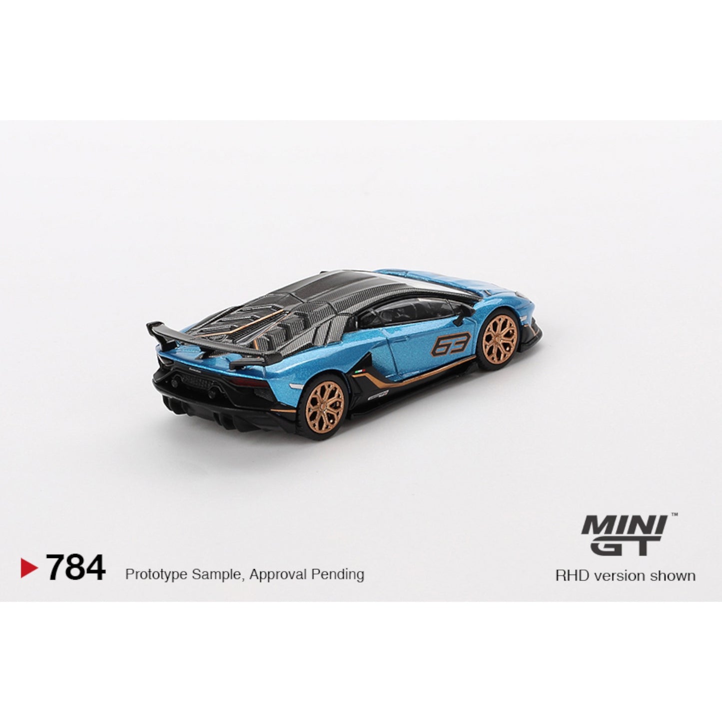 Mini GT - 2023 Lamborghini Aventador SVJ 63, blu aegir - MGT00784 (LHD) - 1:64