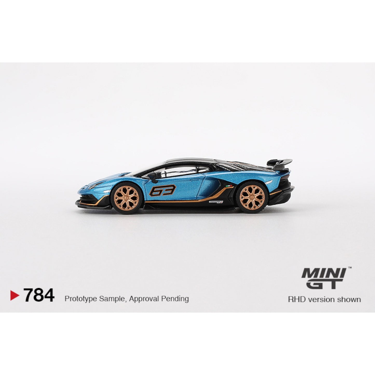 Mini GT - 2023 Lamborghini Aventador SVJ 63, blu aegir - MGT00784 (LHD) - 1:64