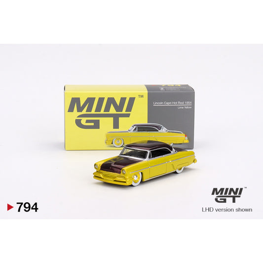 Mini GT - Lincoln Capri Hot Rod 1954 Lime Yellow - MGT00794 (LHD)