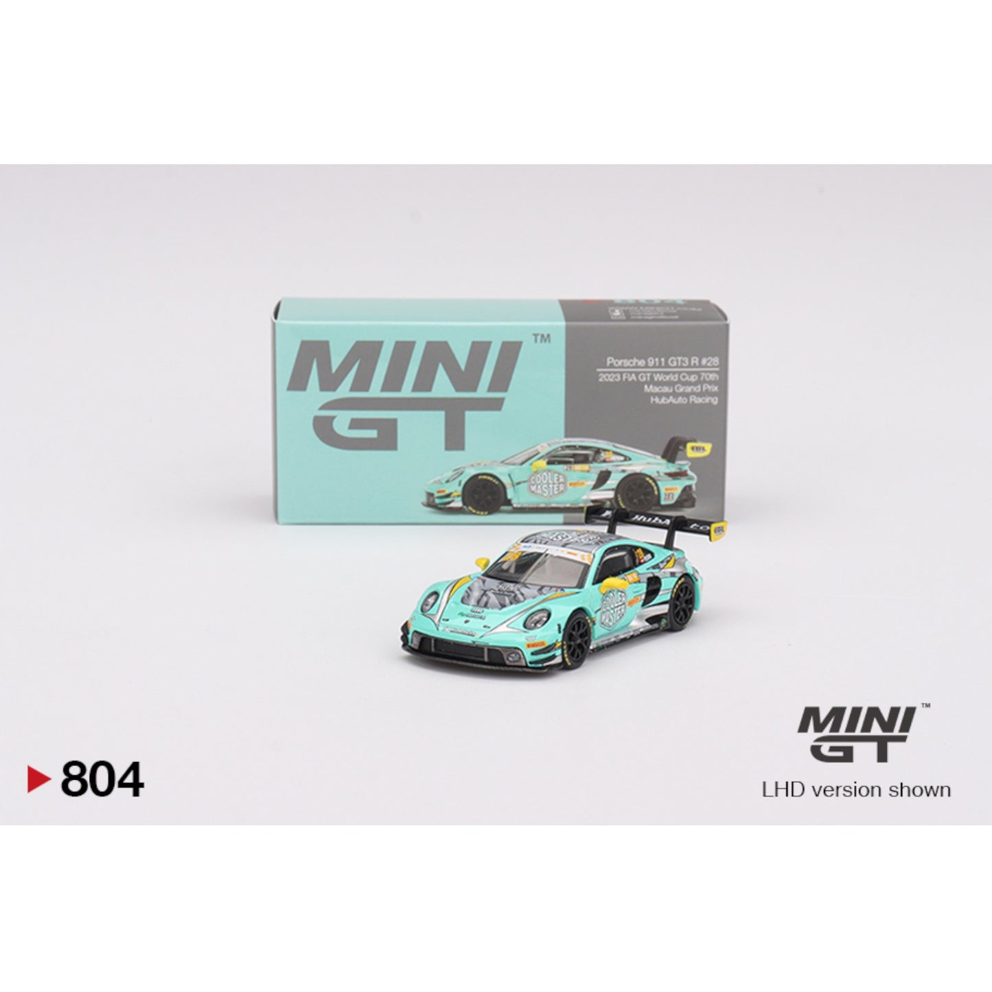 Mini GT - Pre-Order - Porsche 911 GT3 R #28 HubAuto Racing 2023 FIA GT World Cup 70th Macau Grand Prix - MGT00804 (LHD) - 1:64