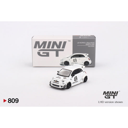 Mini GT - 2024 Fiat 595 Abarth LB-Works X Abas Works Gara, white - MGT00809 (LHD) - 1:64