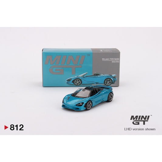 Mini GT - 2024 McLaren 750S Spider Belize, blue - MGT00812 (LHD) - 1:64