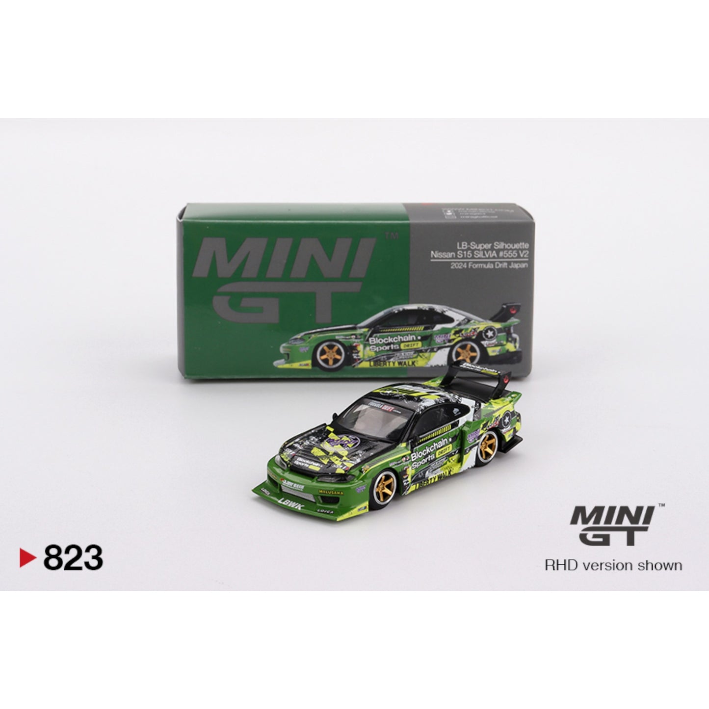 Mini GT - Pre-Order - Nissan LB-Super Silhouette S15 SILVIA #555 V2  2024 Formula Drift Japan - MGT00823 (RHD)