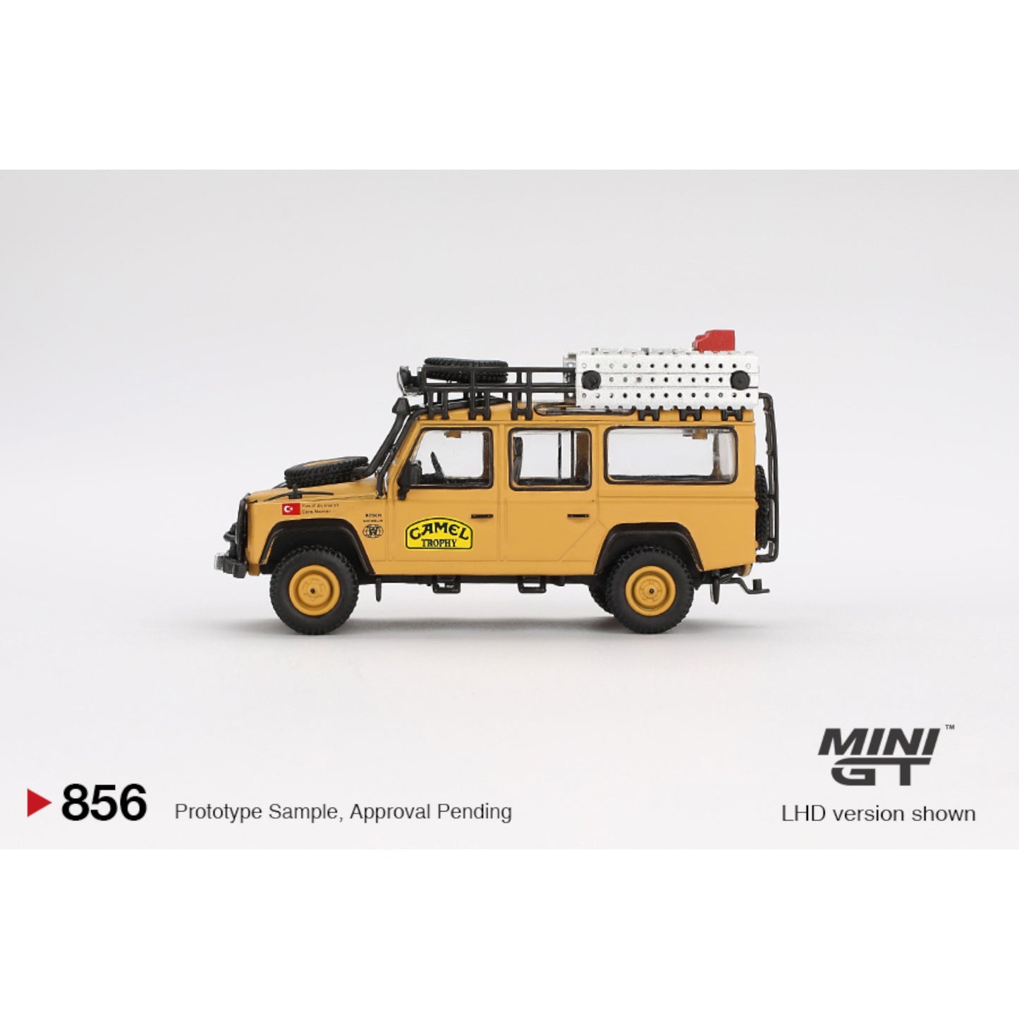 Mini GT - Pre-Order - Land Rover Defender 110 1989 Camel Trophy Amazon Team Turkey Exclusive - MGT00856 (LHD) Blister