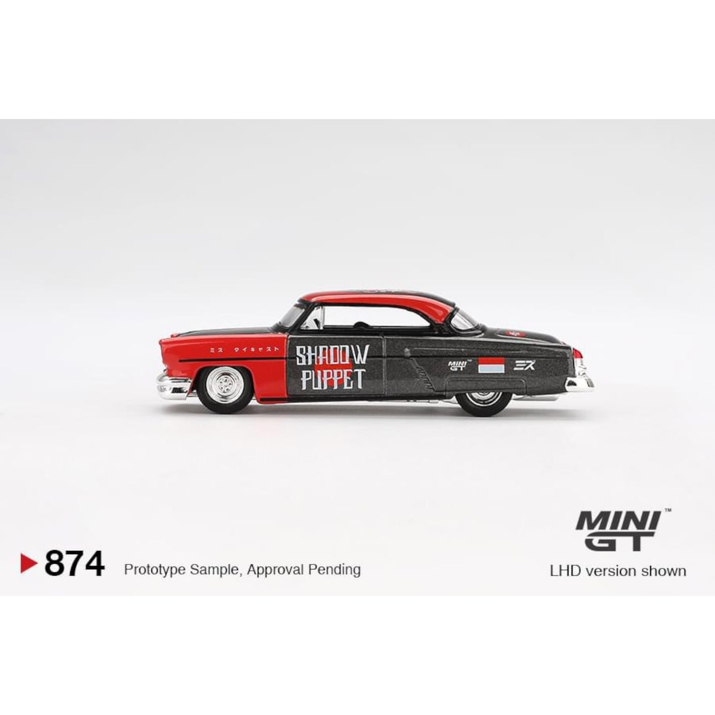 Mini GT X Mizu - Pre-Order - 1954 Lincoln Capri Hot Rod Shadow Puppet, black/red - MGT00874