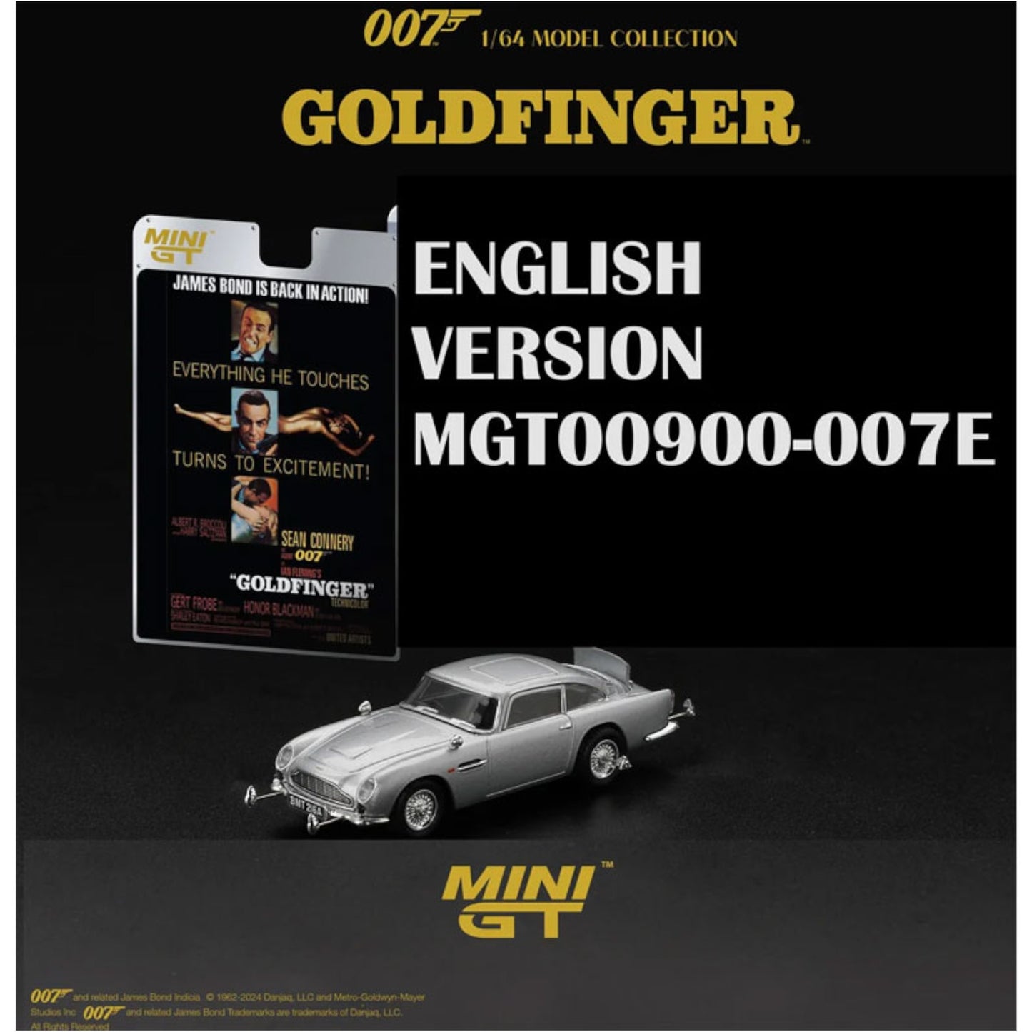 Mini GT - Aston Martin DB5 Goldfinger english Blister - MGT900-007E (RHD) - 1:64