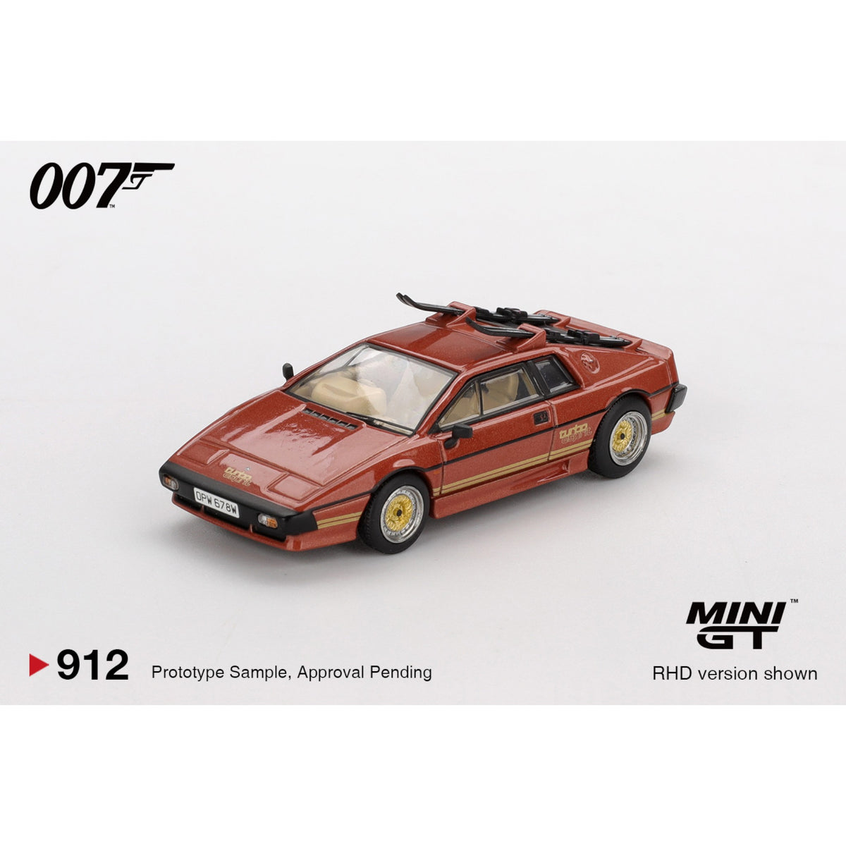 Mini GT - James Bond - Lotus Esprit Turbo Copper, Fire Metallic - For Your Eyes Only - China-English Blister - MGT00912-007ECH