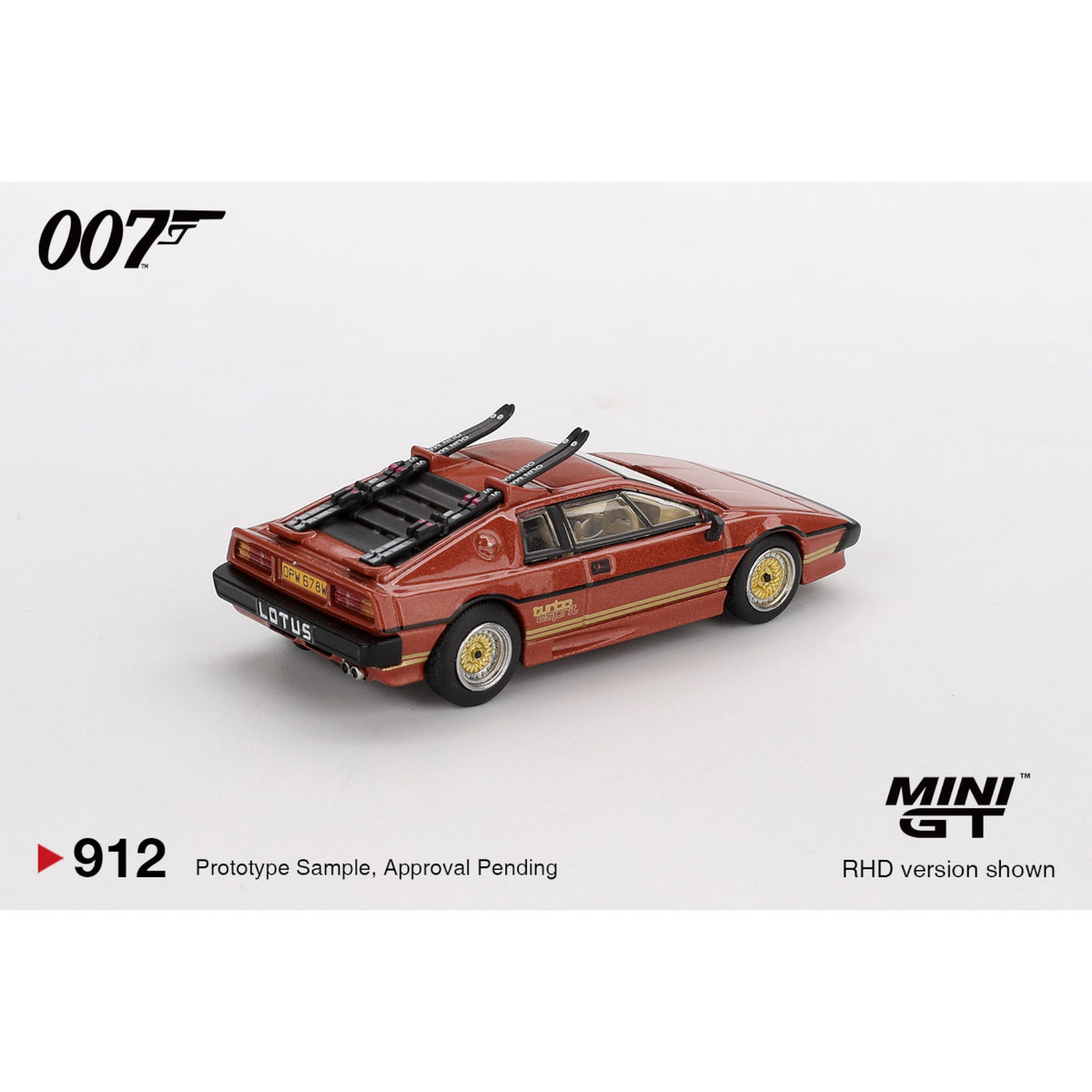 Mini GT - James Bond - Lotus Esprit Turbo Copper, Fire Metallic - For Your Eyes Only - China-English Blister - MGT00912-007ECH