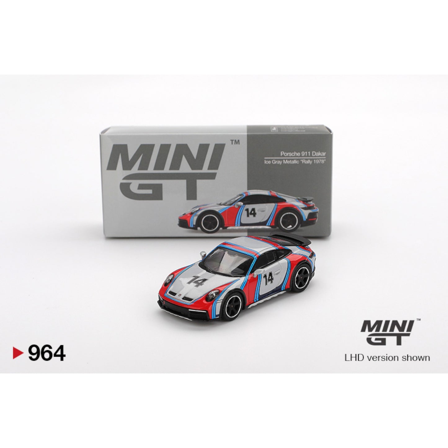 Mini GT - Porsche 911 Dakar Ice Grey Metallic "Rally 1974" - MGT00964 (LHD)