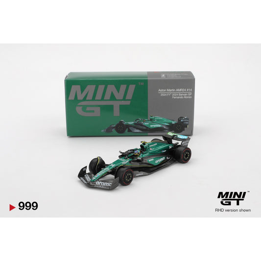 Mini GT - Aston Martin AMR24 #14 Fernando Alonso 2024 F1 2024 Bahrain GP - MGT00999