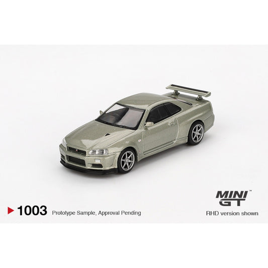 Mini GT - Pre-Order - Nissan Skyline GT-R (R34)  V-Spec II Nür Millenium Jade - MGT01003 (RHD)