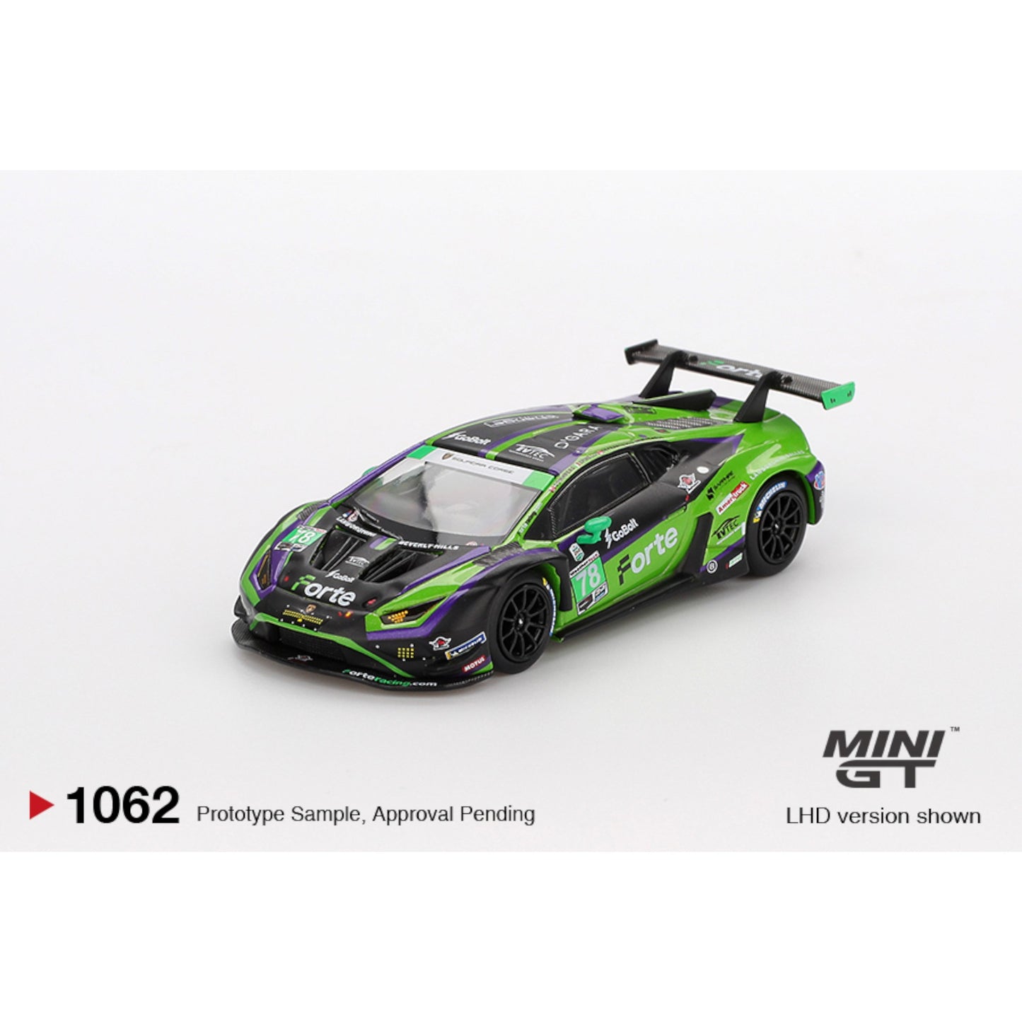 Mini GT - Pre-Order - Lamborghini Huracán GT3 EVO2 #78 Forte Racing 2024 IMSA Daytona 24 Hrs - MGT01062 (LHD)