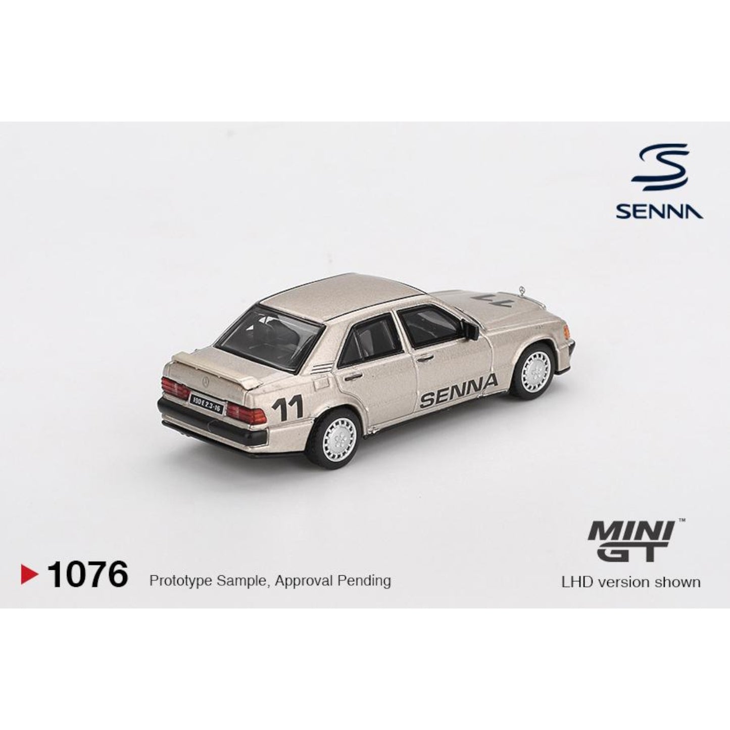 Mini GT - Pre-Order - MERCEDES-BENZ 190E 2.3-16 #11  AYRTON SENNA W/ FIGURE RACE OF  CHAMPIONS 1984 - MGT01076 (LHD)
