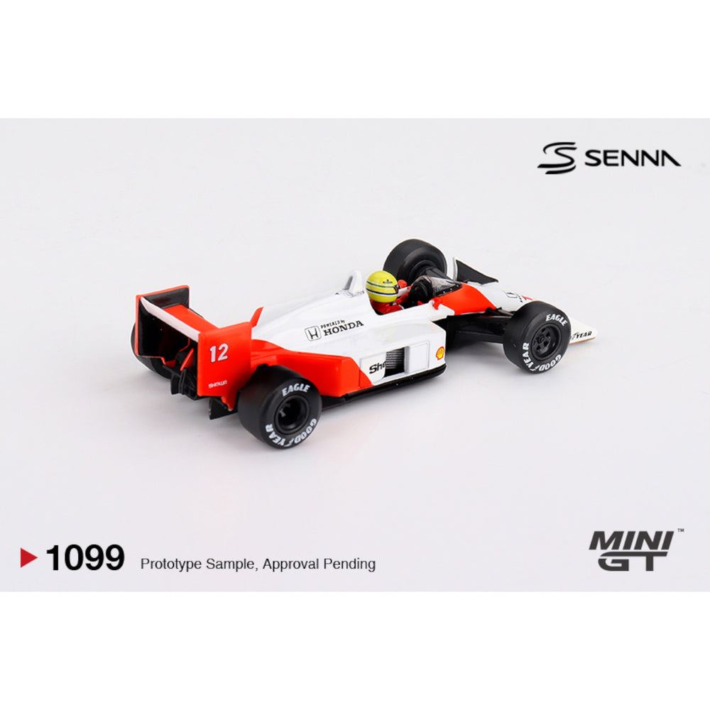 Mini GT - Pre-Order - McLaren MP4/4 #12 Ayrton Senna 1988 Japanese Grand Prix Winner - MGT01099