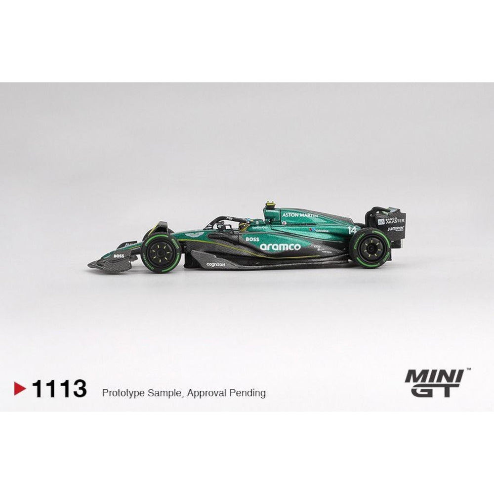 Mini GT - Pre-Order - Aston Martin AMR24 #14 Fernando Alonso 2024 F1 2024 Canadian GP - MGT01113 (LHD)
