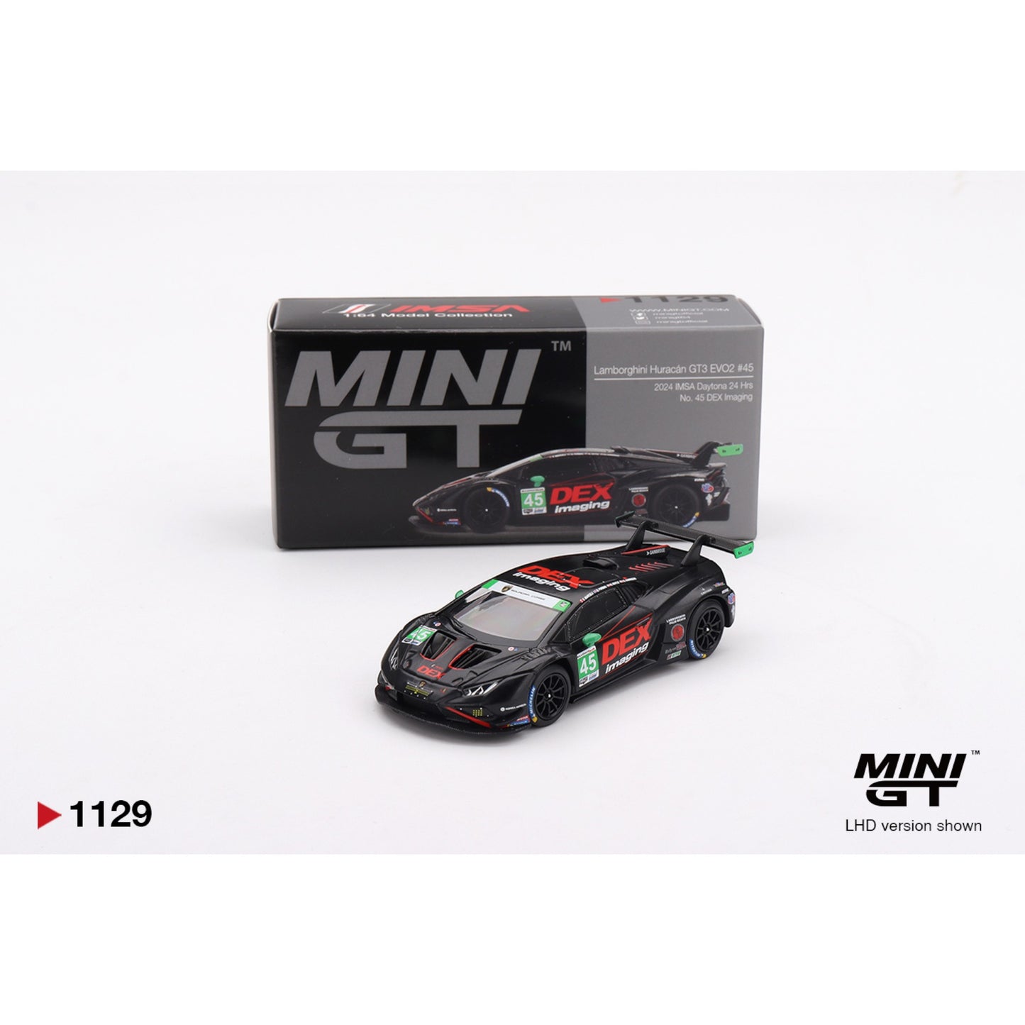 Mini GT - Lamborghini Huracán GT3 EVO2 #45 No.45 DEX Imaging 2024 IMSA Daytona 24 Hrs - MGT01129-BL (LHD)