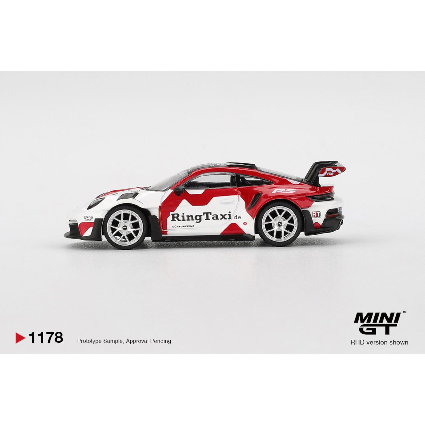 Mini GT - Pre-Order - Porsche 911(992) GT3 RS Weissach RingTaxi.com - MGT01178 (LHD)