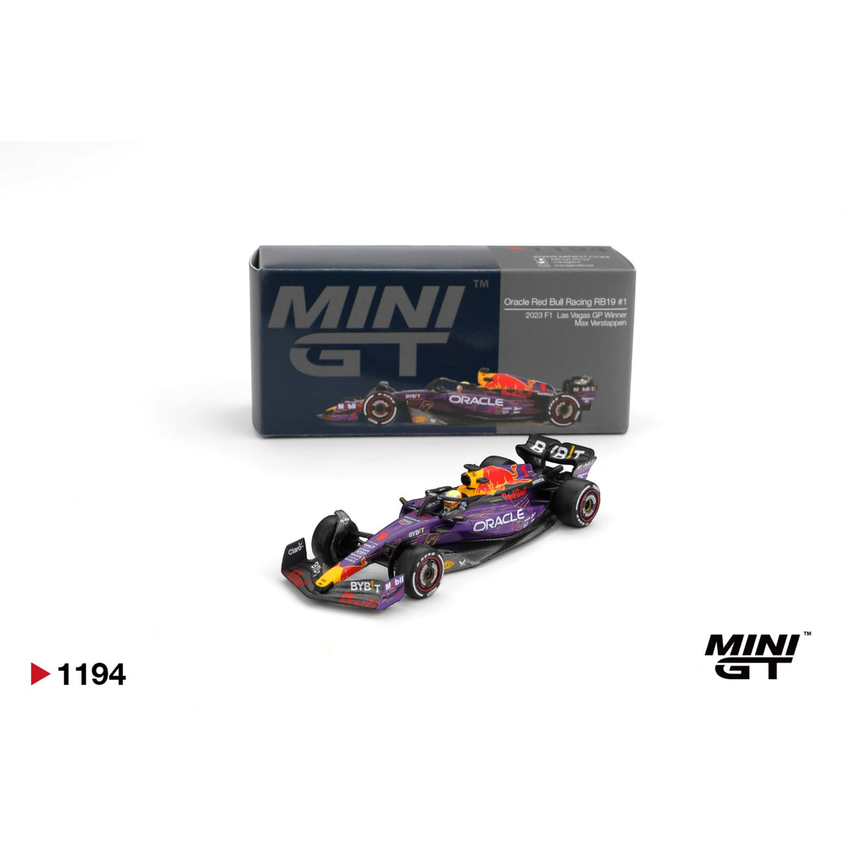 Mini GT - Oracle Red Bull Racing RB19 #1 Max Verstappen 2023 F1 2023 Las Vegas GP Winner - MGT01194