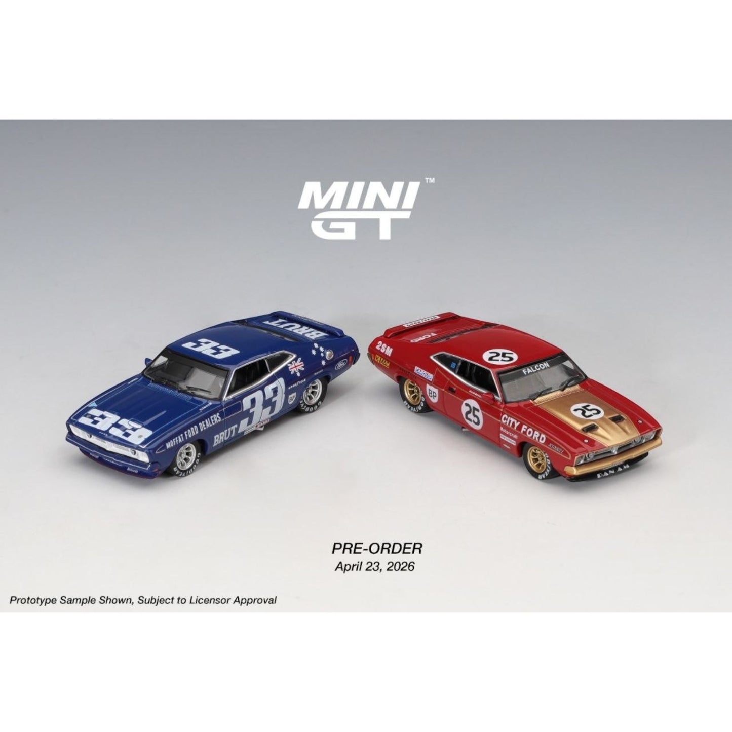Mini GT - Pre-Order - Bathurst 1000 Australia Exclusive Ford XB Falcon GT - SET - MGT01243 + MGT01244