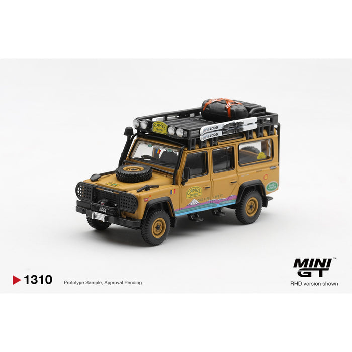 Mini GT - Pre-Order - Land Rover Defender 110 1998 Camel Trophy Tierra del Fuego CT.36 Romania - MGT01310 (RHD)